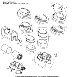 Kt735-3092 Air Intake Diagram and Parts List for KT735-3092  Cub Cadet Lawn Tractor